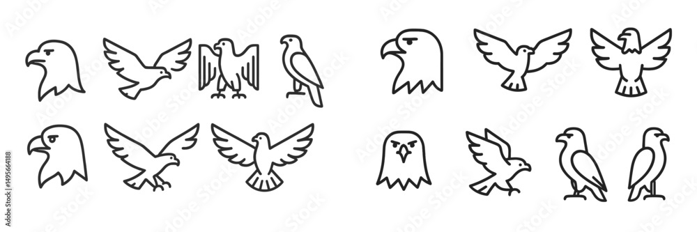 Leinwandbilder various eagle and bird illustrations showcasing different styles and designs for use in art and grap