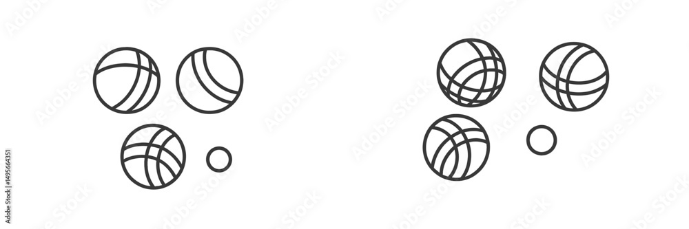 Poster different styles of spheres arranged in a minimalist design with varying lines and patterns in black