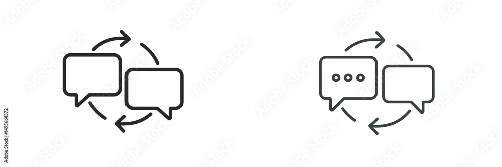 Poster simple vector icons representing communication and dialogue exchange in a minimalistic design