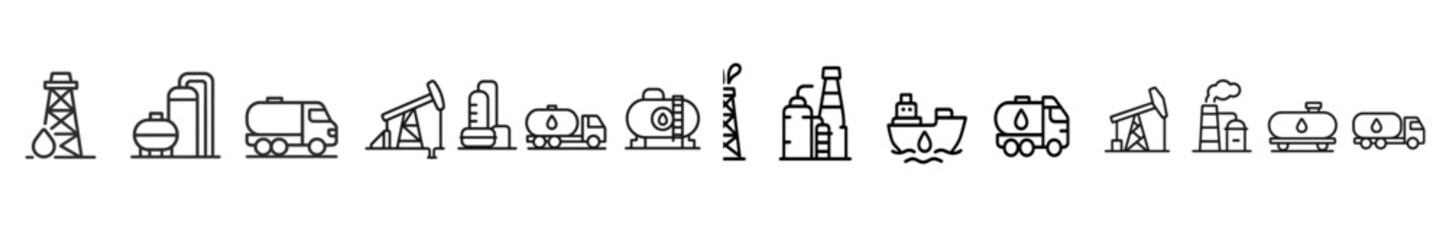 Industrial symbols representing oil and gas sectors in a minimalist line art style suitable for educational and professional contexts