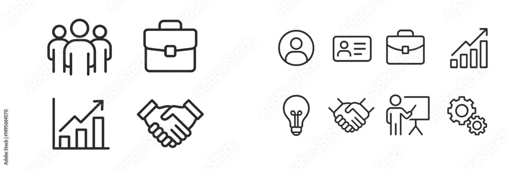 Poster business teamwork and growth represented through illustrations of collaboration, networking, and pro