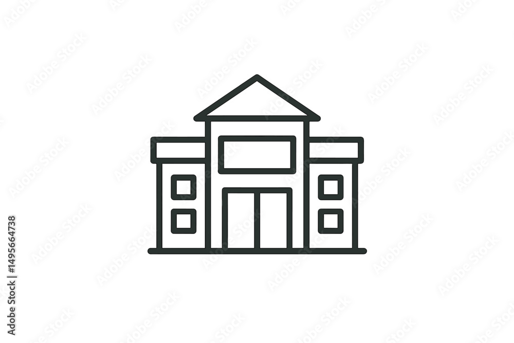 Poster modern building design with simple lines and geometric shapes in a minimalist style