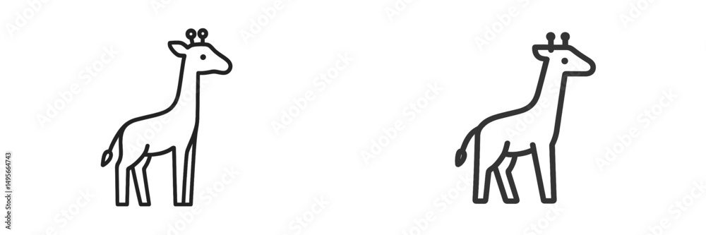 Leinwandbilder two simple line drawings of giraffes standing side by side in a minimalist art style featuring their