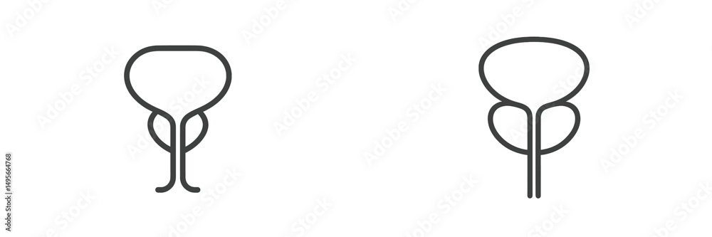 Leinwandbilder creative line art showing two different stylized representations of the human bladder on a plain bac