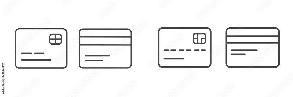 Poster various credit card designs arranged side by side showcasing different styles and formats in a minim