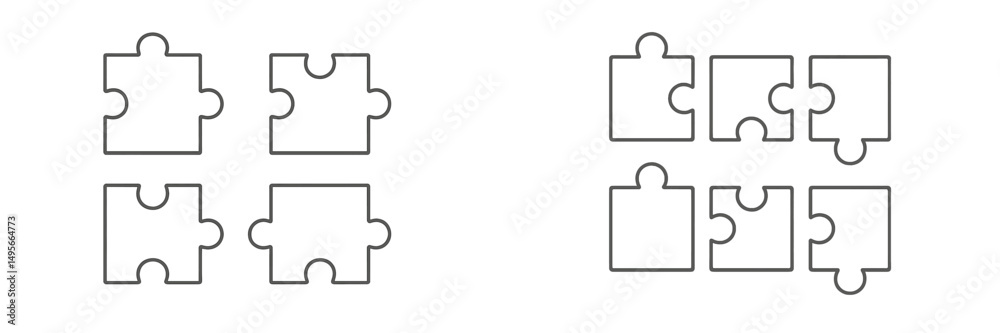 Poster Puzzle pieces arranged in two groups revealing the beginning of a fun challenge for all ages