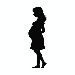 silhouette of a pregnant woman isolated on a white background