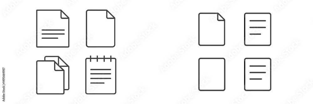 Leinwandbilder collection of various document icons representing different types of paper and writing materials in 
