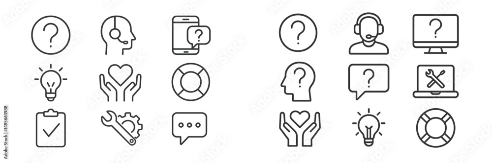 Leinwandbilder icons representing customer support, inquiries, and solutions for efficient problem-solving in techn