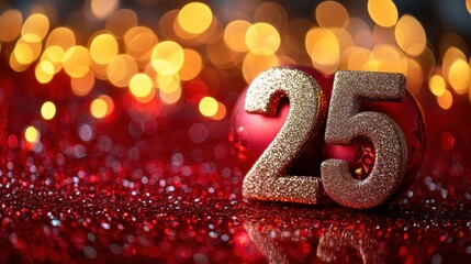 Festive Christmas Number Twenty-Five Ornament