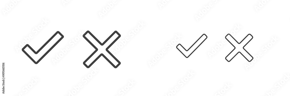 Poster Symbols representing affirmative and negative responses displayed side by side in a minimalist style for clear visual communication