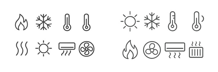 Weather symbols representing temperature changes and climate conditions for educational purposes