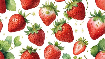 A Watercolor of Strawberry on a white background.
