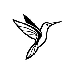 minimal line art hummingbird in mid flight  elega.svg