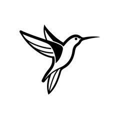 minimal line art hummingbird in mid flight   elega 