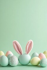 Pastel Easter eggs and bunny ears (1)