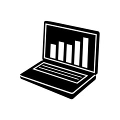 open laptop with bar graph on screen   productivit 