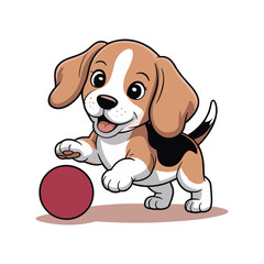 cute playful Beagle playing vector on white background