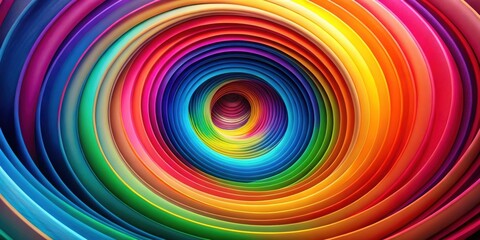 Abstract Colorful Swirling Tunnel of Vivid Hues and Saturated Tints Featuring a Hypnotic Depth Effect