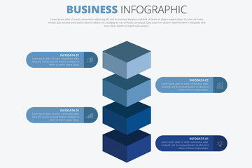 Business Infographic Cube Process Diagram – Vector 3D Cube Workflow Template