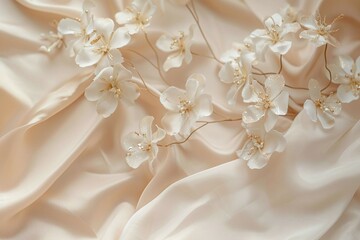 Elegant white floral bouquet arranged with shimmering gold accents, p