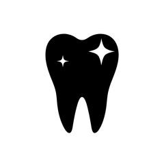 tooth with sparkle   dental care symbol on white  .svg