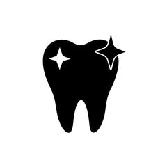 tooth with sparkle   dental care symbol on white 
