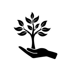 tree sapling in hand   reforestation or earth care.svg