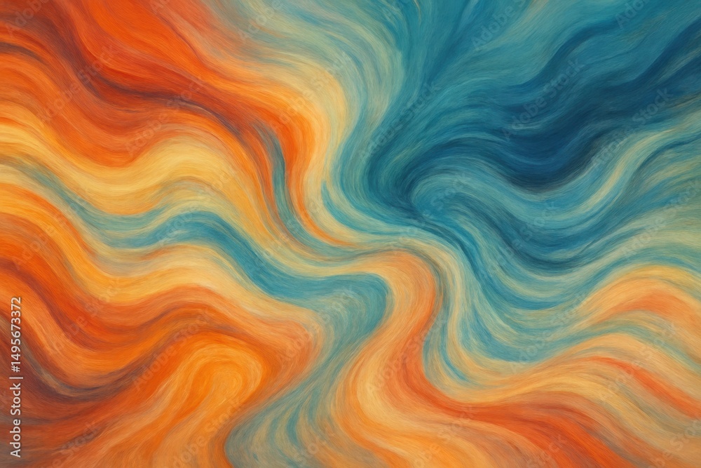 Aufkleber abstract swirling patterns of orange and blue in fluid motion