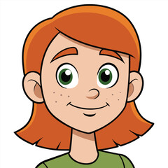 Smiling freckled girl cartoon model illustration
