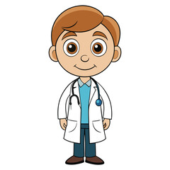 Fototapeta premium Cartoon doctor boy illustration on white background
