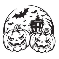 Spooky Halloween Pumpkins Haunted House