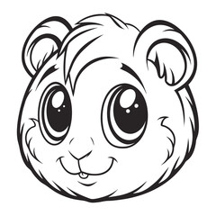 Cute Hamster Face Outline Art