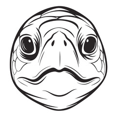 Sea Turtle Face Outline Drawing
