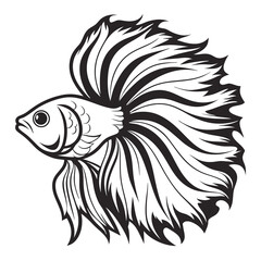 Beautiful Betta Fish Outline Art
