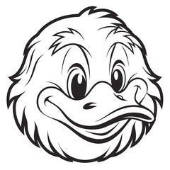 Happy Duck Face Cartoon Outline