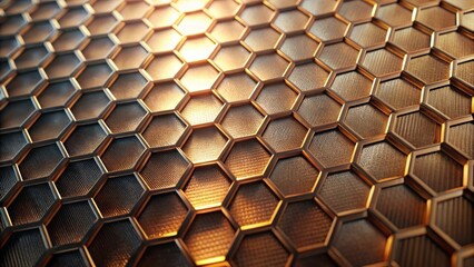 Abstract Golden Hexagonal Pattern Background Texture A Detailed Close-Up View