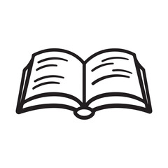A simple line art illustration of an open book.