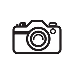 A simple line art illustration of a camera.