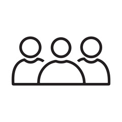 A simple line art illustration of three people side by side.