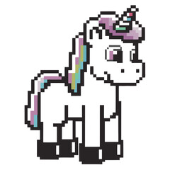 Obraz premium Cute Pixel Unicorn Fantasy Creature