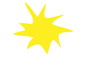 Bright yellow star, an abstract spot,  blob. One icon isolated on  white background. Flat design. It's cartoony.
