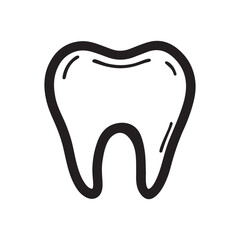 A simple black line drawing illustration of a single tooth.