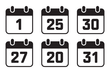 Calendar Icon Set, Featuring Different Dates and Calendar Designs