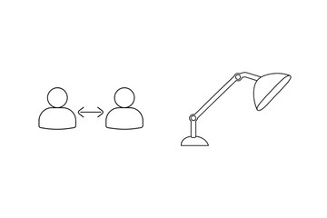 Social distancing and lamp minimalist illustration depicting modern work or communication