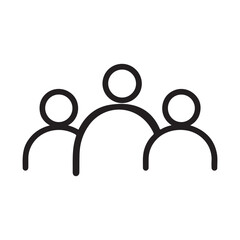 A simple line illustration of three people, symbolizing a team or group.