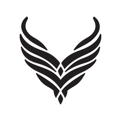 Obraz premium A stylized black illustration of symmetrical wings, forming a V-shape.