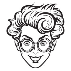 Fototapeta premium Smiling Woman Curly Hair Glasses