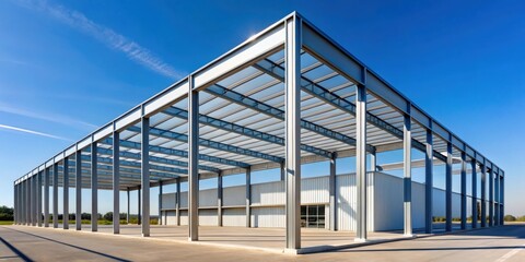 Modern Steel Structure Architectural Design Under a Clear Blue Sky