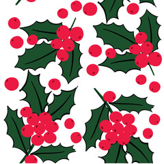 christmas holly seamless vector pattern 